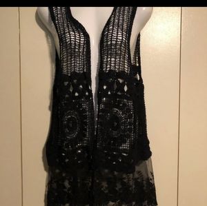 Black lace vest
